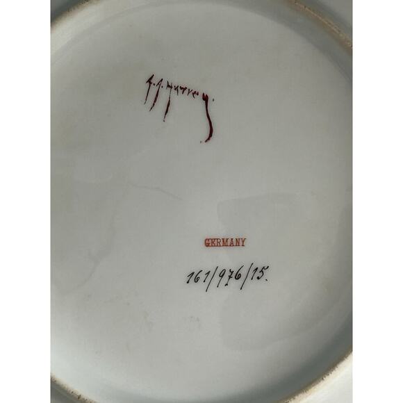 Vintage Hand Painted Pink Floral Cake Plate Tea Set Tray Germany Signed Harvey - Picture 7 of 10